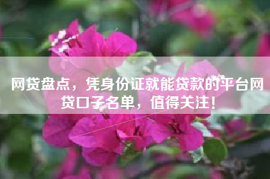 网贷盘点，凭身份证就能贷款的平台网贷口子名单，值得关注！