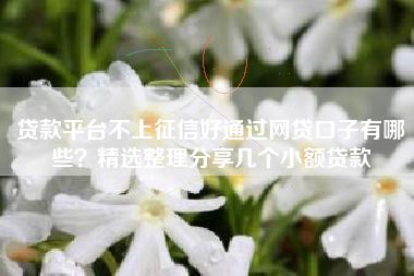 贷款平台不上征信好通过网贷口子有哪些？精选整理分享几个小额贷款