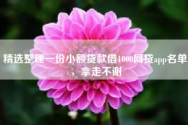 精选整理一份小额贷款借1000网贷app名单，拿走不谢