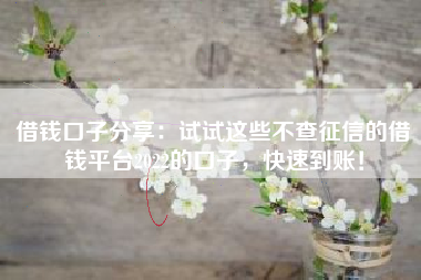 借钱口子分享：试试这些不查征信的借钱平台2022的口子，快速到账！