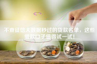 不查征信大数据秒过的贷款名单，这些借款口子值得试一试！