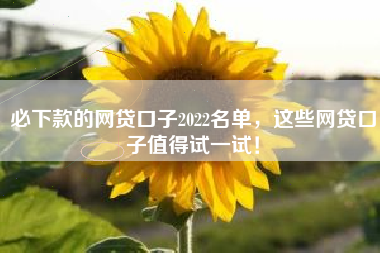 必下款的网贷口子2022名单，这些网贷口子值得试一试！