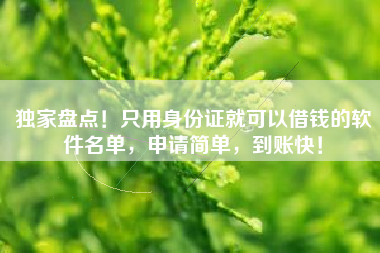 独家盘点！只用身份证就可以借钱的软件名单，申请简单，到账快！