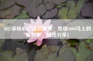 2022审核必过贷款整理：急借5000马上到账名单，精选分享！