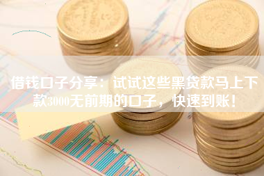 借钱口子分享：试试这些黑贷款马上下款3000无前期的口子，快速到账！