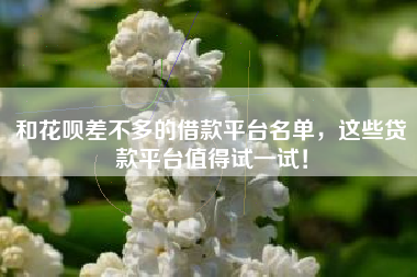 和花呗差不多的借款平台名单，这些贷款平台值得试一试！