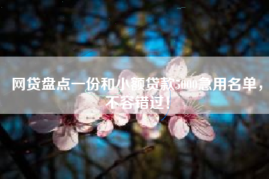 网贷盘点一份和小额贷款5000急用名单，不容错过！