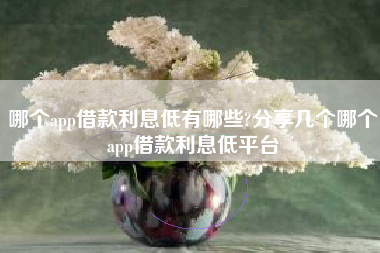 哪个app借款利息低有哪些?分享几个哪个app借款利息低平台