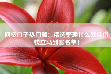 网贷口子热门篇：精选整理什么软件借钱立马到账名单！