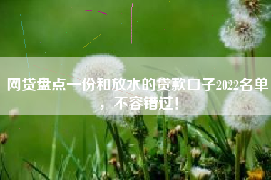 网贷盘点一份和放水的贷款口子2022名单，不容错过！