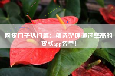 网贷口子热门篇：精选整理通过率高的贷款app名单！