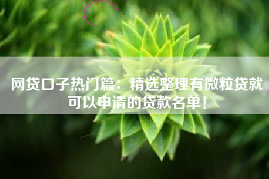 网贷口子热门篇：精选整理有微粒贷就可以申请的贷款名单！