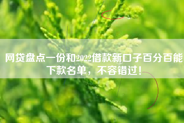 网贷盘点一份和2022借款新口子百分百能下款名单，不容错过！
