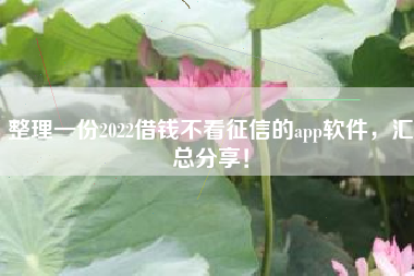 整理一份2022借钱不看征信的app软件，汇总分享！