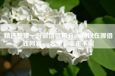 精选整理一份微信信用分600可以在哪借钱网贷app名单，拿走不谢