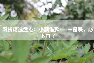 网贷精选盘点：小额借款3000一览表，必下口子