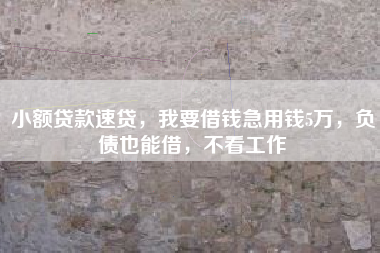 小额贷款速贷，我要借钱急用钱5万，负债也能借，不看工作