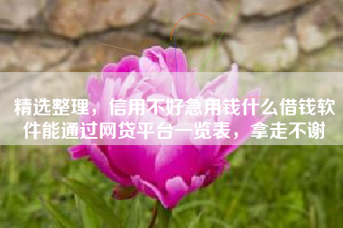 精选整理，信用不好急用钱什么借钱软件能通过网贷平台一览表，拿走不谢