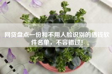 网贷盘点一份和不用人脸识别的借钱软件名单，不容错过！