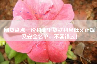 网贷盘点一份和哪里贷款利息低又正规又安全名单，不容错过！