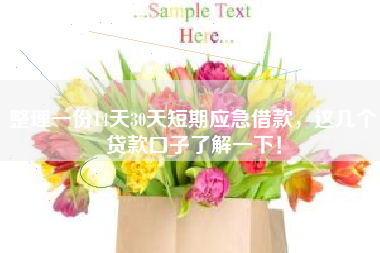 整理一份14天30天短期应急借款，这几个贷款口子了解一下！