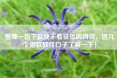整理一份下款快不看征信的网贷，这几个借款软件口子了解一下！