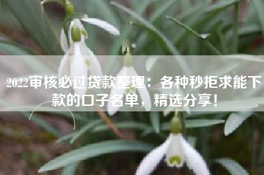 2022审核必过贷款整理：各种秒拒求能下款的口子名单，精选分享！