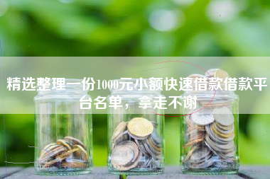 精选整理一份1000元小额快速借款借款平台名单，拿走不谢