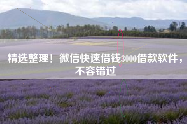 精选整理！微信快速借钱3000借款软件，不容错过