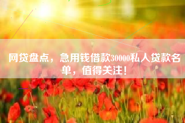 网贷盘点，急用钱借款30000私人贷款名单，值得关注！