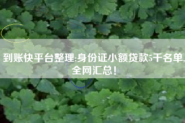 到账快平台整理:身份证小额贷款5千名单,全网汇总！