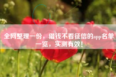 全网整理一份，借钱不看征信的app名单一览，实测有效！