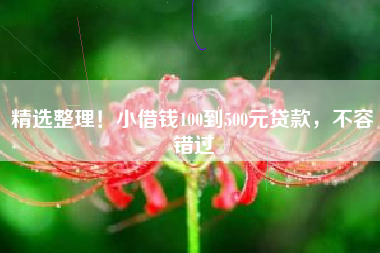 精选整理！小借钱100到500元贷款，不容错过