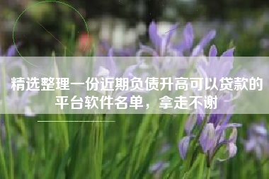 精选整理一份近期负债升高可以贷款的平台软件名单，拿走不谢
