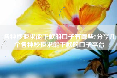 各种秒拒求能下款的口子有哪些?分享几个各种秒拒求能下款的口子平台
