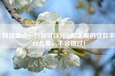 网贷盘点一份和可以分36期正规的贷款平台名单，不容错过！