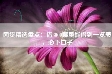 网贷精选盘点：借3000哪里能借到一览表，必下口子