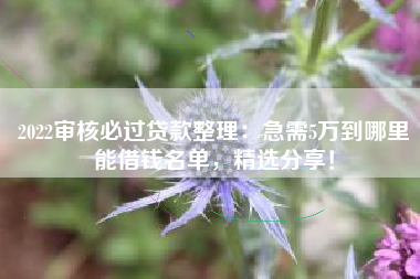 2022审核必过贷款整理：急需5万到哪里能借钱名单，精选分享！