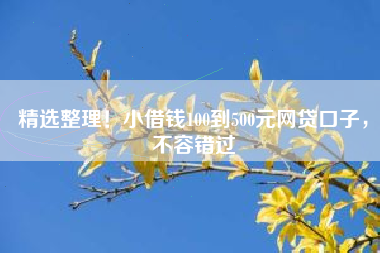 精选整理！小借钱100到500元网贷口子，不容错过