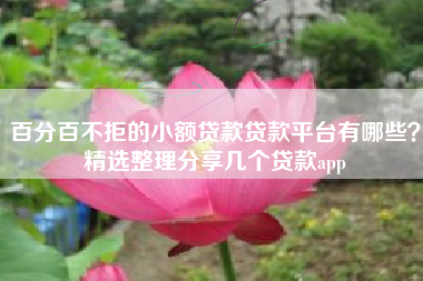 百分百不拒的小额贷款贷款平台有哪些？精选整理分享几个贷款app