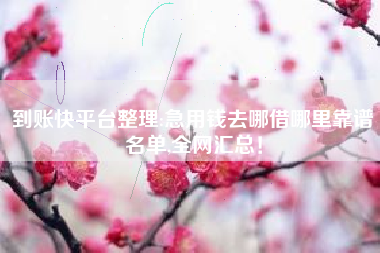 到账快平台整理:急用钱去哪借哪里靠谱名单,全网汇总！