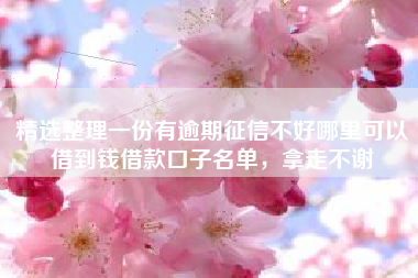 精选整理一份有逾期征信不好哪里可以借到钱借款口子名单，拿走不谢