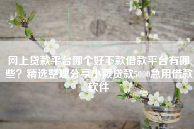 网上贷款平台哪个好下款借款平台有哪些？精选整理分享小额贷款5000急用借款软件
