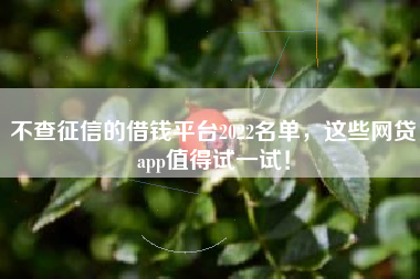 不查征信的借钱平台2022名单，这些网贷app值得试一试！