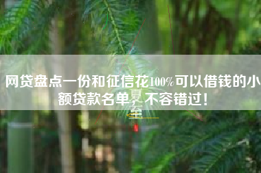 网贷盘点一份和征信花100%可以借钱的小额贷款名单，不容错过！
