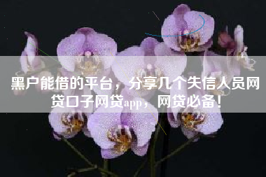 黑户能借的平台，分享几个失信人员网贷口子网贷app，网贷必备！