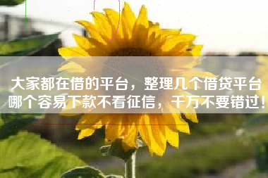 大家都在借的平台，整理几个借贷平台哪个容易下款不看征信，千万不要错过！