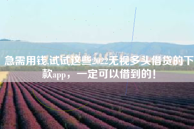 急需用钱,试试这些2022无视多头借贷的下款app，一定可以借到的！