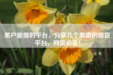 黑户能借的平台，分享几个靠谱的借贷平台，网贷必备！