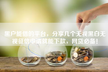 黑户能借的平台，分享几个无视黑白无视征信申请就能下款，网贷必备！